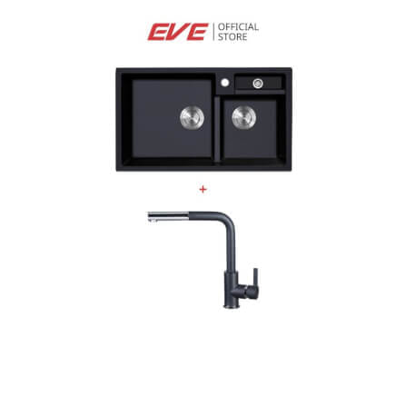 อ่างล้างจานหินแกรนิต EVE PHOENIX 900/480 BLACK แถม ก็อกน้ำ LEXI BLACK_7